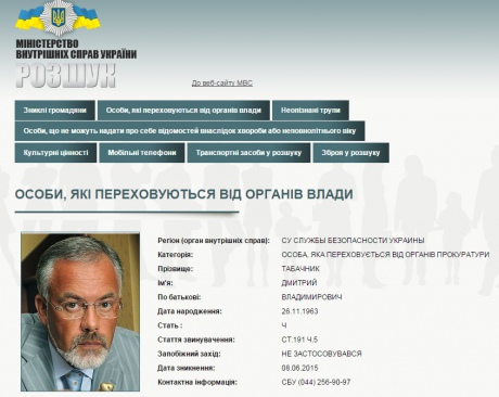 СБУ объявила в розыск Дмитрия Табачника