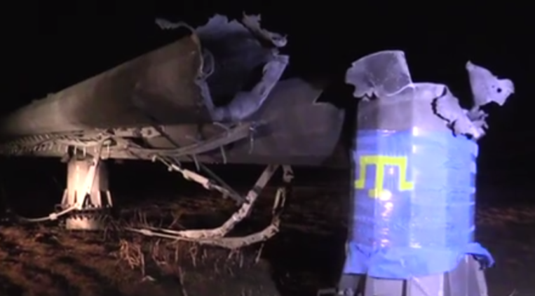 Видео: Взорванная электроопора в Чаплинке