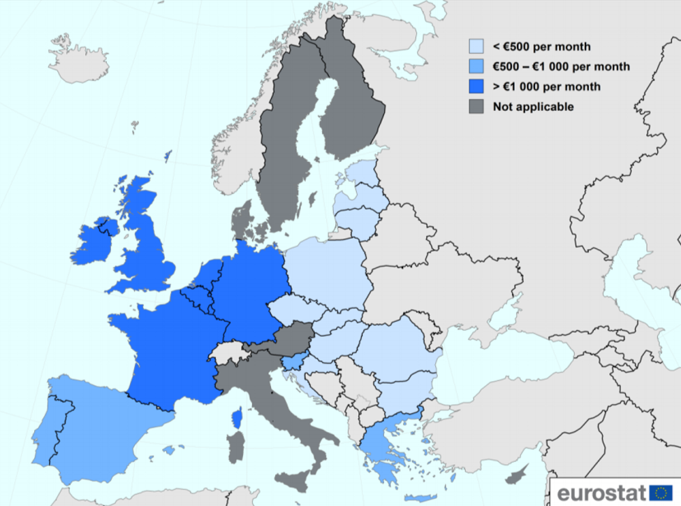 Названы минимальные зарплаты в странах ЕС