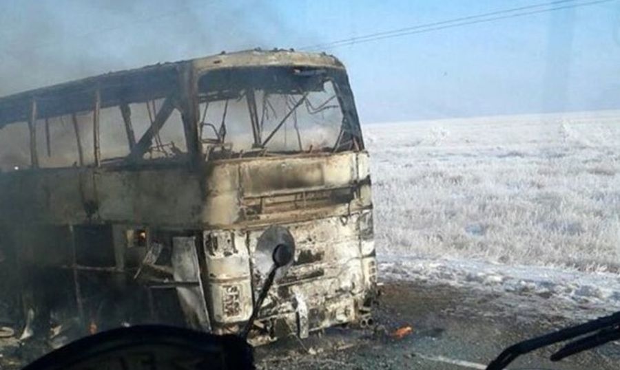 В Казахстане назвали возможную причину пожара в автобусе