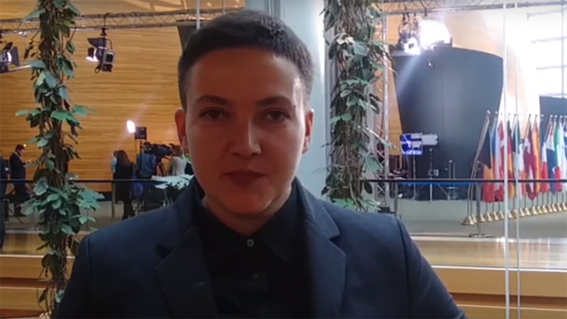 Савченко записала видео из Страсбурга