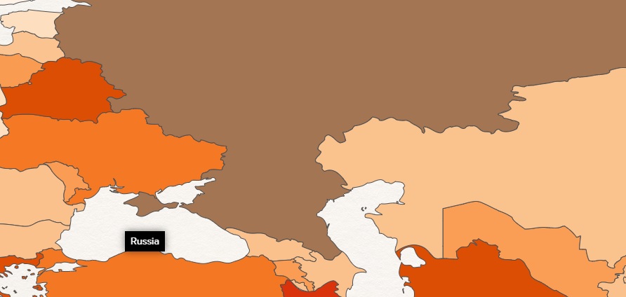 Авторы «индекса рабства» показали на карте Крым частью России