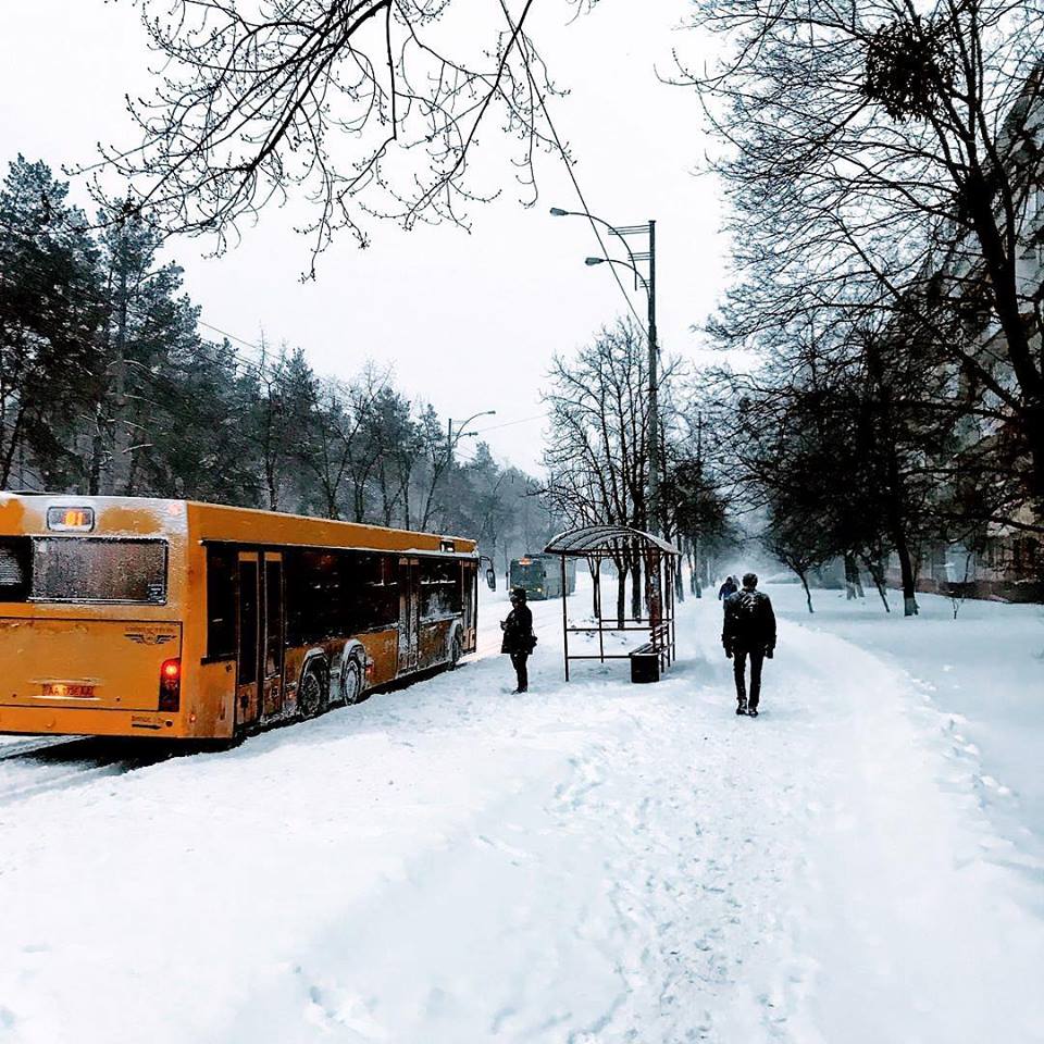Киев стоит в пробках из-за снегопада, в город перестанут пускать грузовики