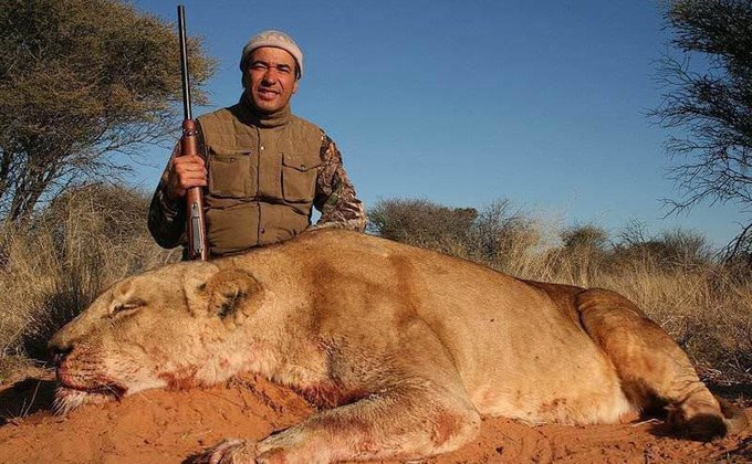 Зоозащитники показали фото кандидата с убитыми львами