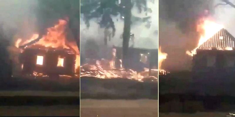 Появилось видео горящего села на Житомирщине