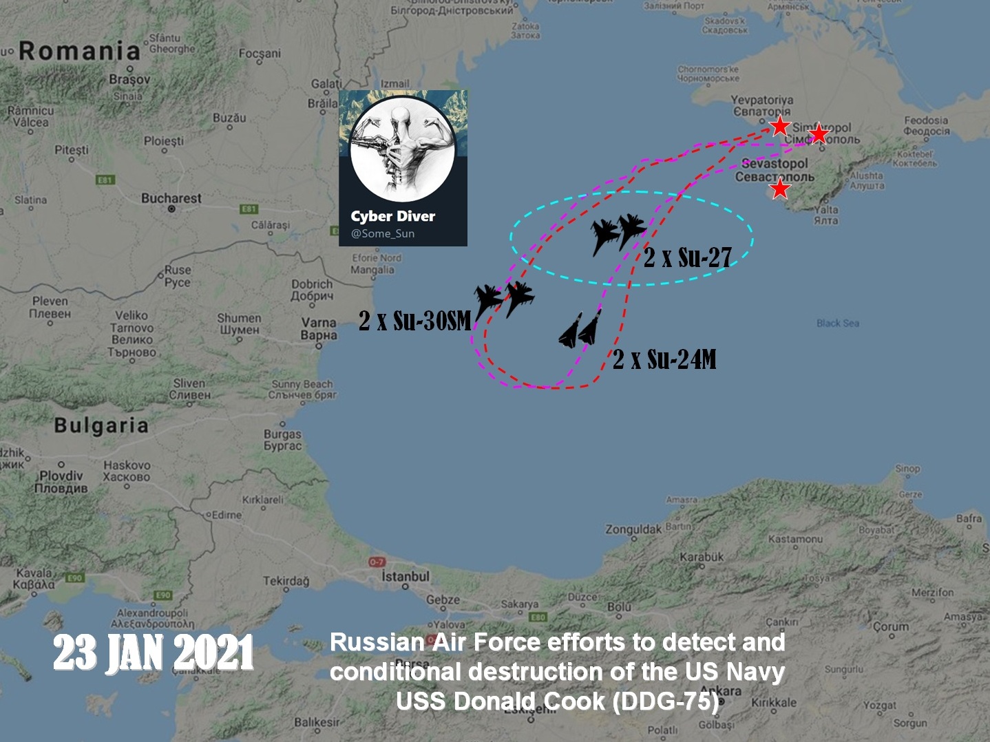 Боевые самолёты ВКС РФ «нанесли удар» по американскому эсминцу в Чёрном море - 1 - изображение