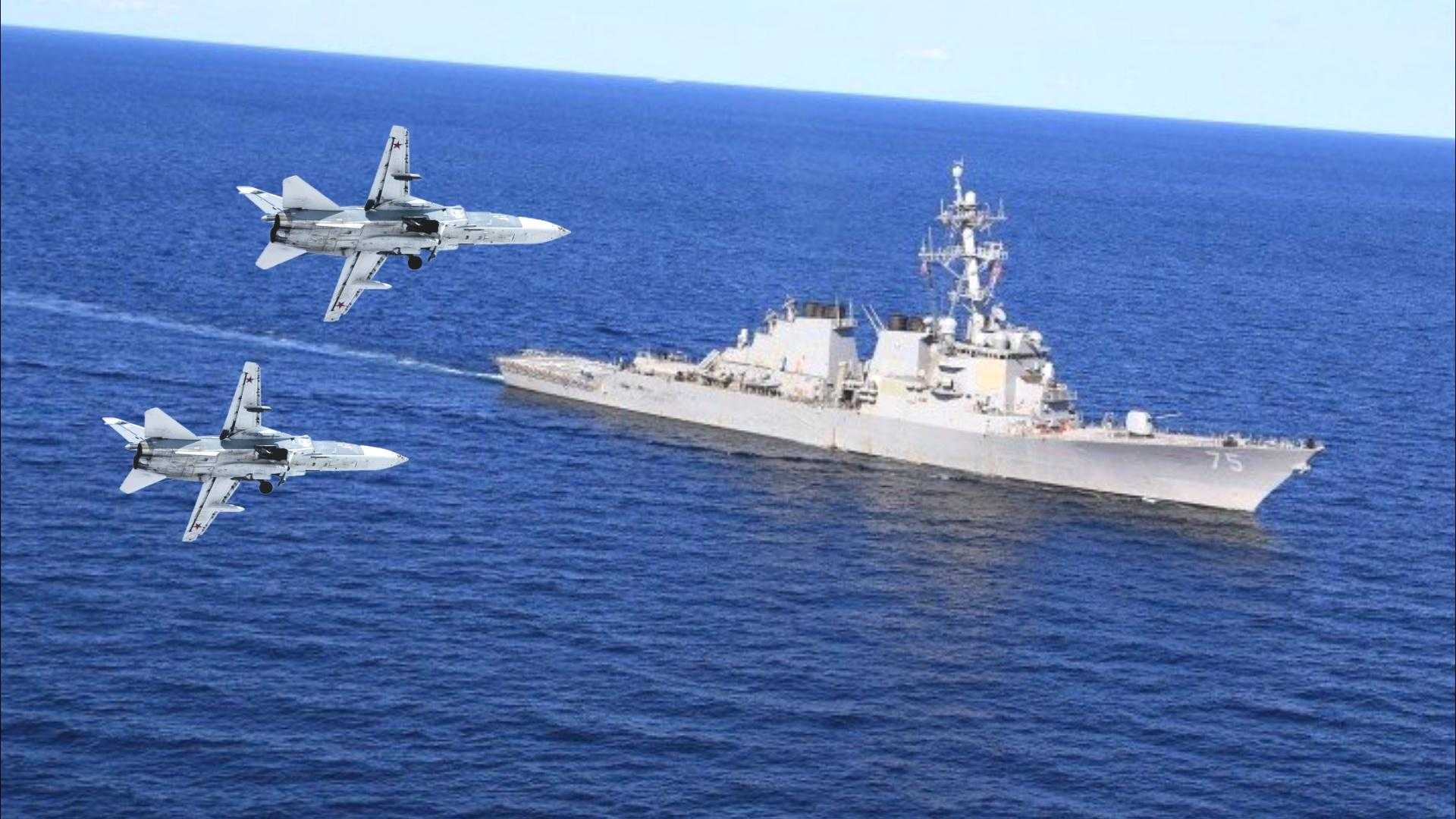 Боевые самолёты ВКС РФ «нанесли удар» по американскому эсминцу в Чёрном море