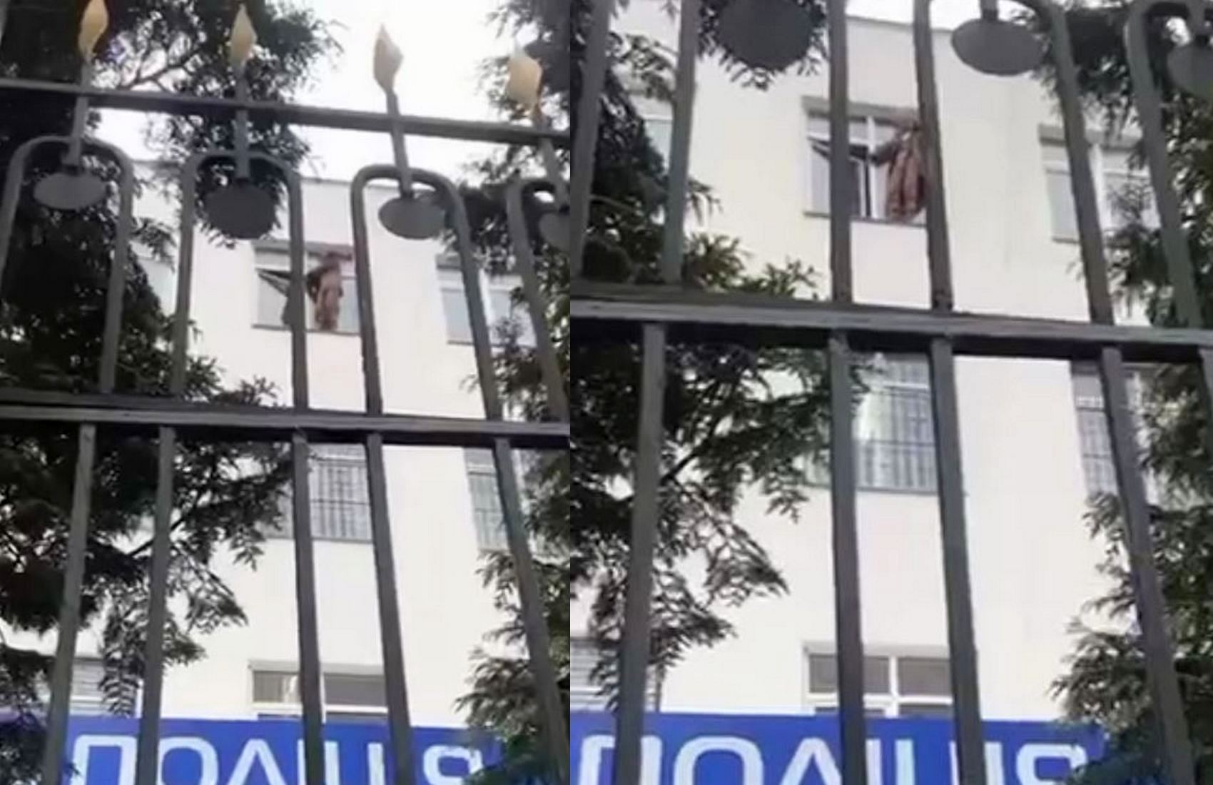 Задержанный ветеран грозится выпрыгнуть из окна здания полиции, если не закроют НАШ (видео)