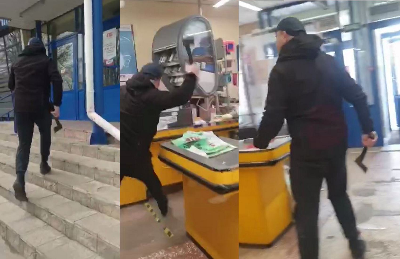 В Мариуполе мужчина с топором устроил погром в супермаркете (видео)