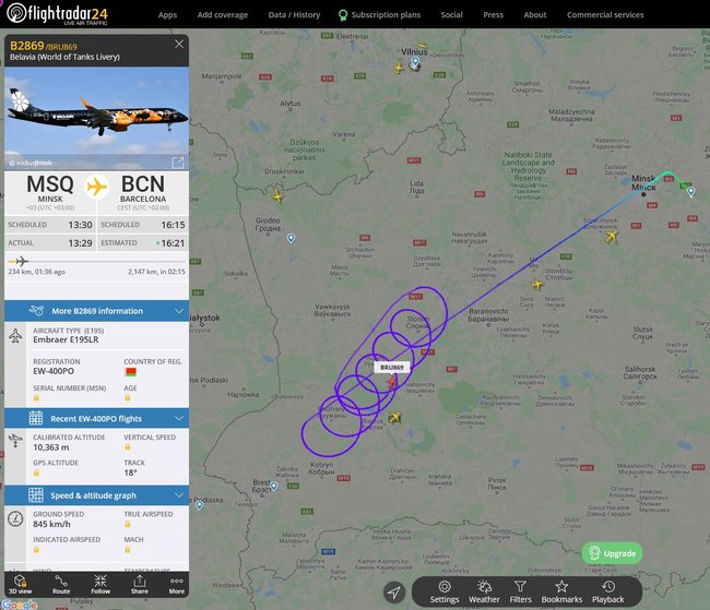 Самолет «Белавиа» из-за ограничений не смог долететь до Барселоны - 1 - изображение