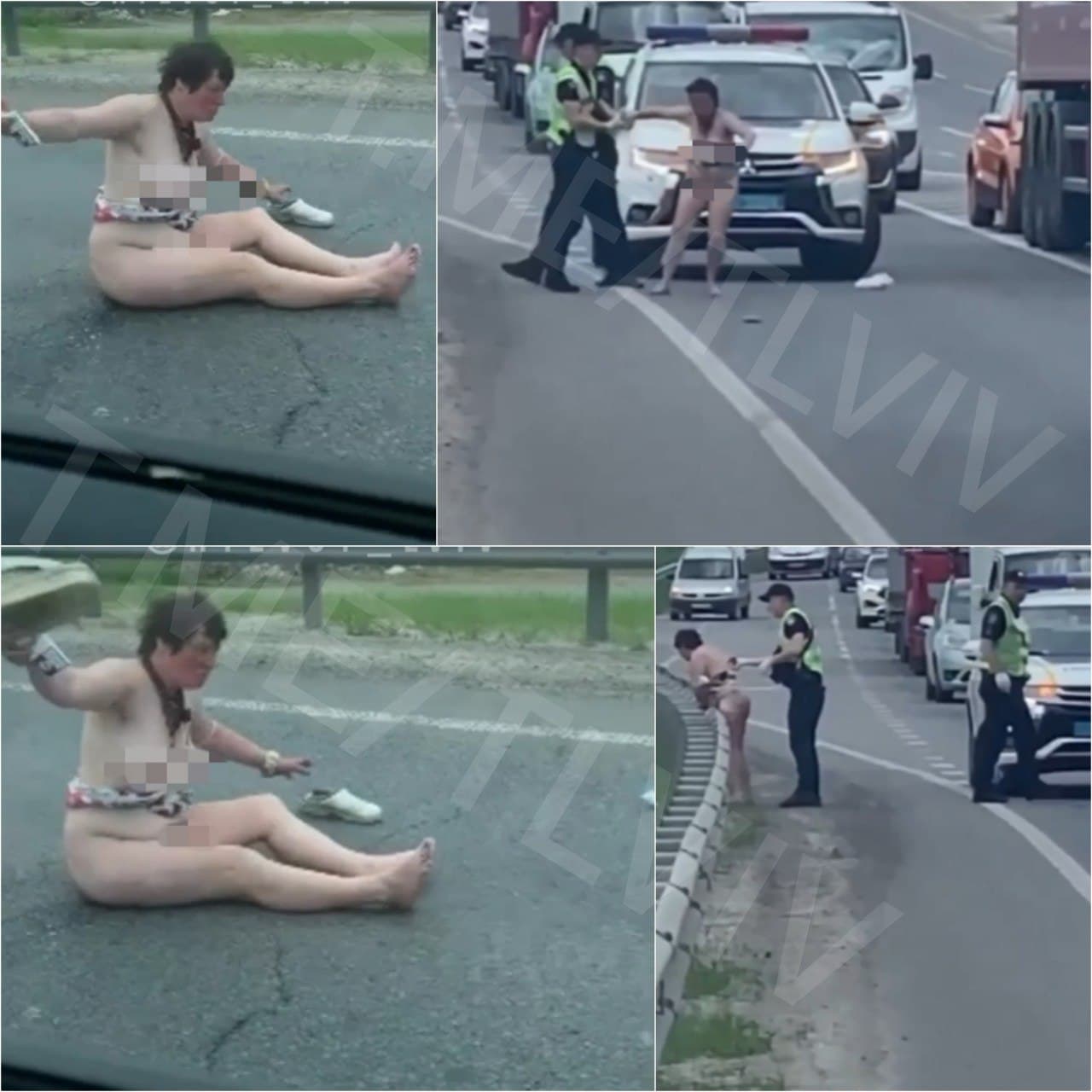 Не в первый раз: по трассе возле Львова гуляла обнажённая женщина (фото) - 1 - изображение